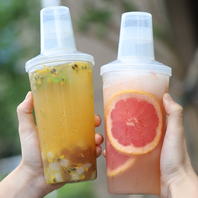 400ml 600ml 透明pet摇摇雪克杯饮品奶茶店制作杯子网红冷饮茶杯