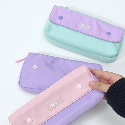 never二合一笔袋可拆卸大容量文具笔袋学生考试高颜值文具简约