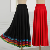 2025新款 广场舞裙大摆裙长裙舞蹈裙藏族舞跳舞裙服装 半身裙裙子