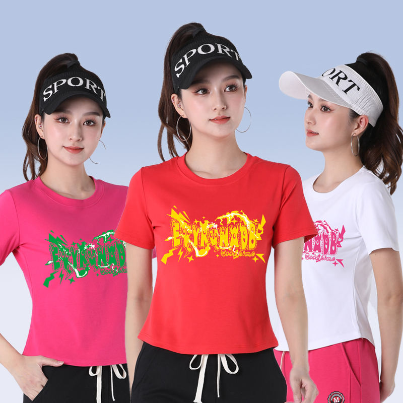 广场舞服装曳步舞短袖上衣女