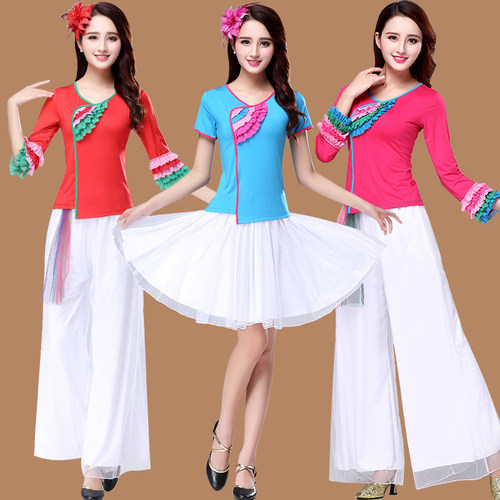 中老年风网纱裙古典演出广场舞