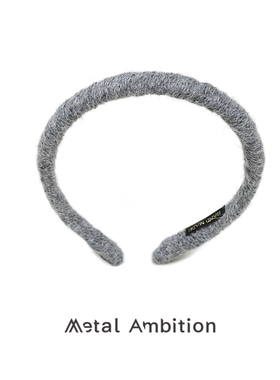 Metal Ambition毛绒高颅顶发箍女灰色简约百搭头箍发饰