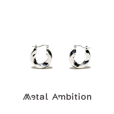 纯银扭曲耳环女