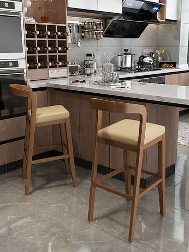 Стул с северным сплошным деревянным домом, современная минималистская спина, высокий табурет, стул передний стул, стул, табурет