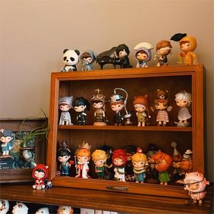 泡泡玛特小野盲盒收纳展柜手办柜防尘展示盒免安装展示柜陈列柜子