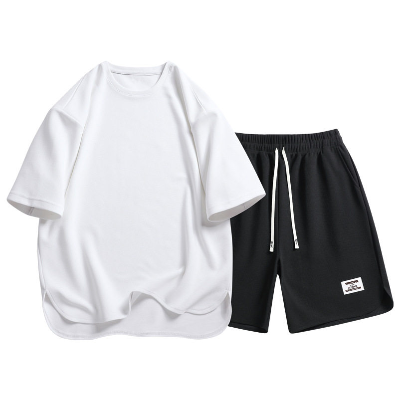 夏季新款潮流侧面开叉设计感套装男士宽松短袖T恤短裤休闲两件套,男装,短裤,淘宝优惠券,粉丝福利购,淘宝优惠卷