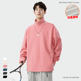 德绒打底衫男款秋季新款半高领长袖卫衣男生秋天内搭衣服男士上衣