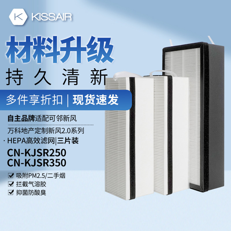 适配万科地产定制新风2.0系列滤芯CN-KJSR250/CN-KJSR350过滤网