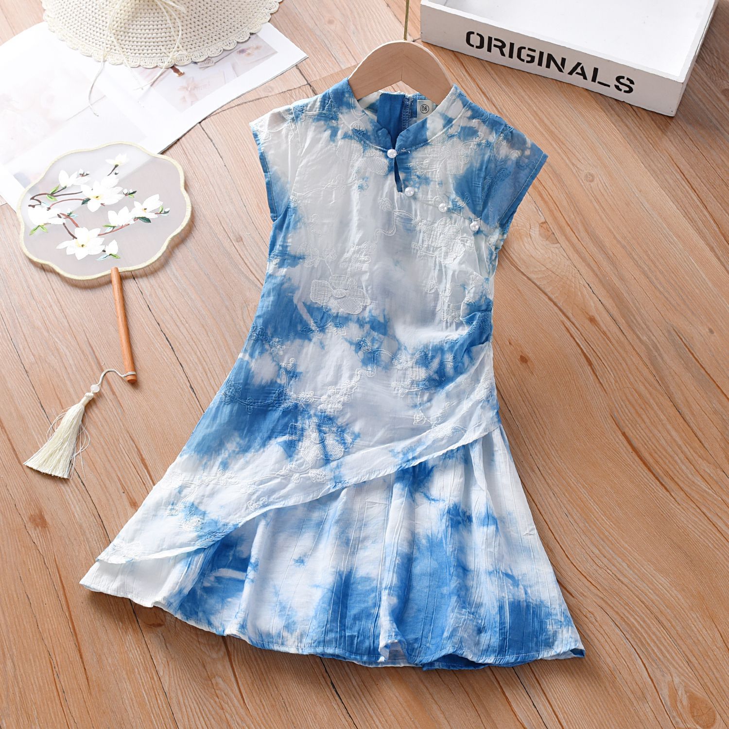 云南手工扎染新中式国风复古旗袍