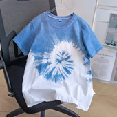 云南手工扎染民族风亲子装 休闲度假男童蓝染T恤父子男孩 T恤夏季