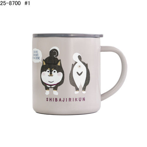 绘本新款可爱柴犬暖暖马克杯带盖不锈钢女生设计小众办公室保温杯