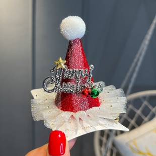 圣诞节头饰儿童发夹小女孩节日装 扮甜美可爱女童发卡圣诞帽子发箍
