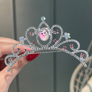 女童冰雪奇缘公主皇冠插梳发配饰小女孩白雪公主王冠头饰儿童发卡