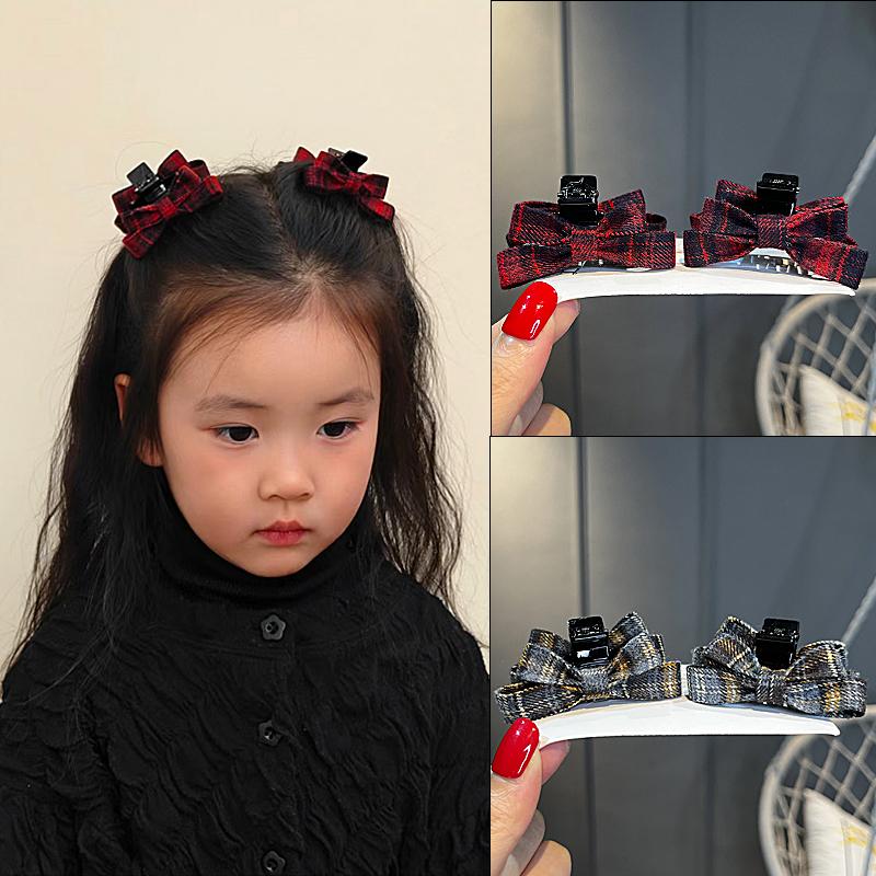 韩国儿童格子蝴蝶结发抓