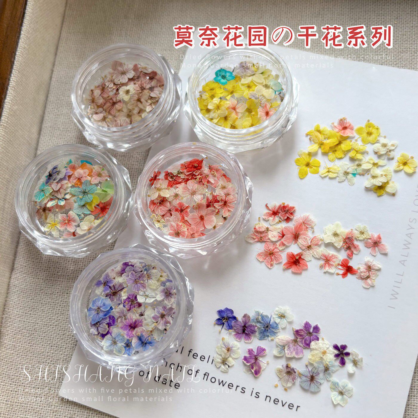美甲干花素材混装莫奈花园小碎花图片
