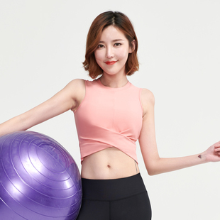 菩媞瑜伽服短背心露肚性感女士带胸垫运动健身房舞蹈速干无袖上衣