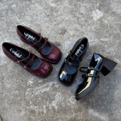 配裙子复古日系jk圆头粗跟小皮鞋 外贸大码 新款 单鞋 鞋 厚底玛丽珍鞋