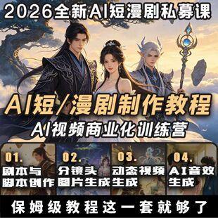 2026 AI漫剧制作教程 AI动态漫画微短剧软件资源视频课程创作解说