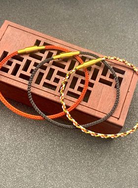 2mm超细防水钢丝手绳可穿3D硬金黄金转运珠小孔径貔貅男女款手链