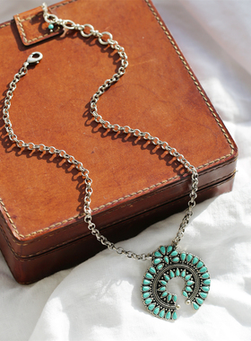 vintage复古做旧度假风吊坠项链