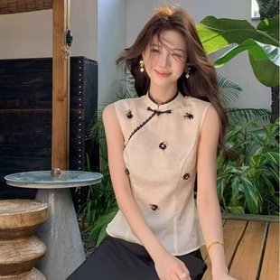 木子李 旗袍微透上衣极简半裙 李 设计感亮光提花新中式