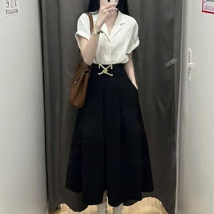 搭配一整套装 胖mm遮肉显瘦短袖 夏装 女大码 连衣裙两件套 衬衫 中长款