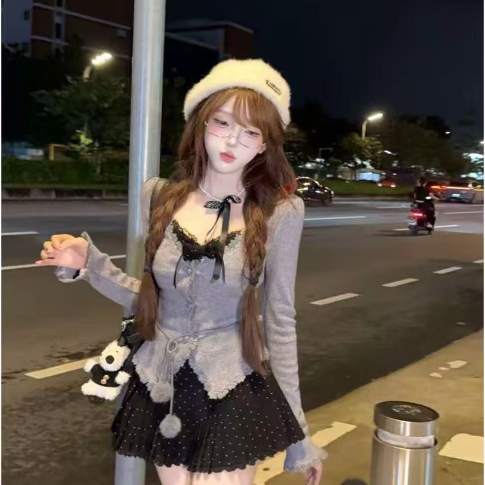 纯爱战士 纯欲公主风针织上衣半身裙开衫 R2341-1L