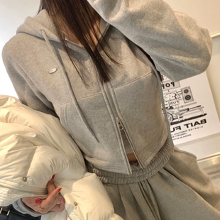 已出货 炸街休闲两件套 加绒连帽卫衣外套宽松阔腿裤