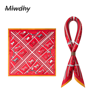 男士专属桑蚕丝精致丝巾经典与时尚融合马术图案点缀提升整体造型