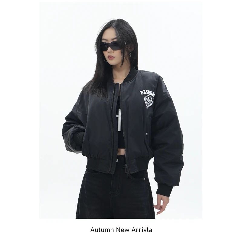 酷帅美式黑色飞行员棒球夹棉服衣袄夹克短款工装加厚外套女士外套,女装/女士精品,卫衣/绒衫,淘宝优惠券,粉丝福利购,淘宝优惠卷