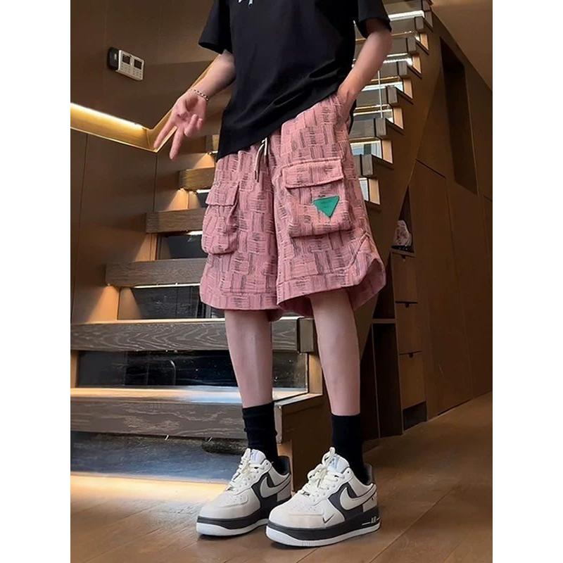 多巴胺工装短裤男美式多口袋条纹短裤