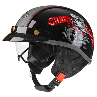 复古摩托车头盔半盔男女夏季 通用 瓢盔巡航机车电动车头盔四季