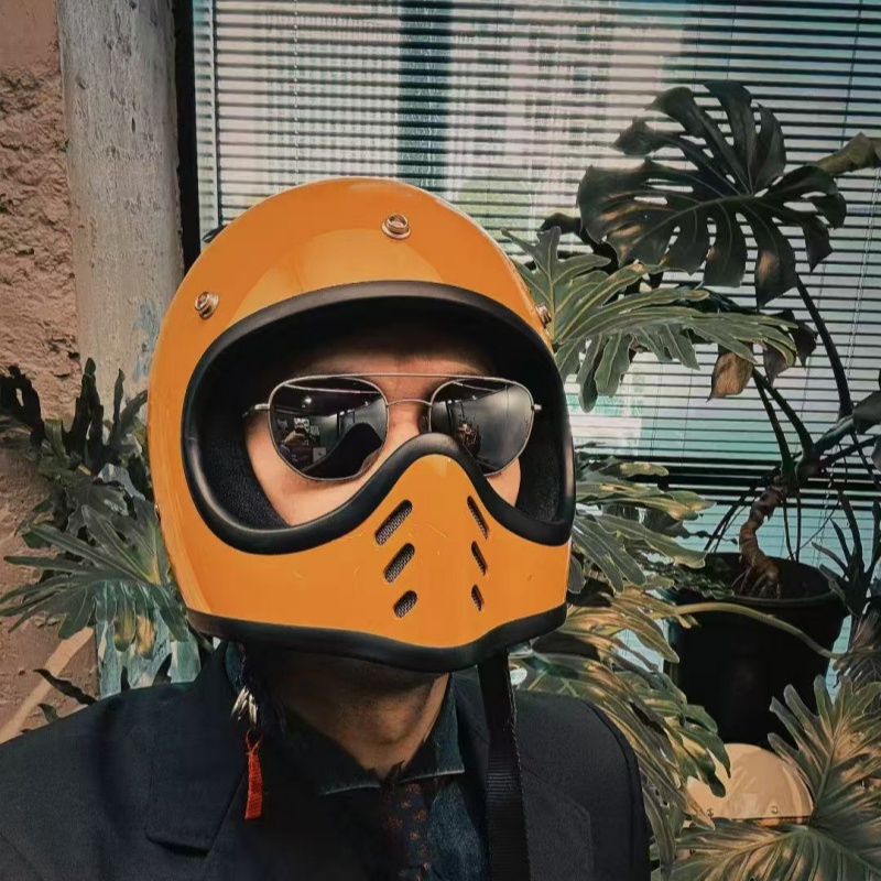 小盔体摩托车头盔玻璃钢复古全盔鹰嘴男女巡航机车冬季骑行拉力盔