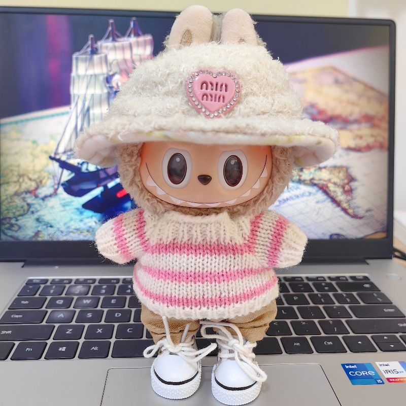 仅衣服】17cm挂件盲盒拉布布衣服Labubu 钥匙扣着替爱心帽套装
