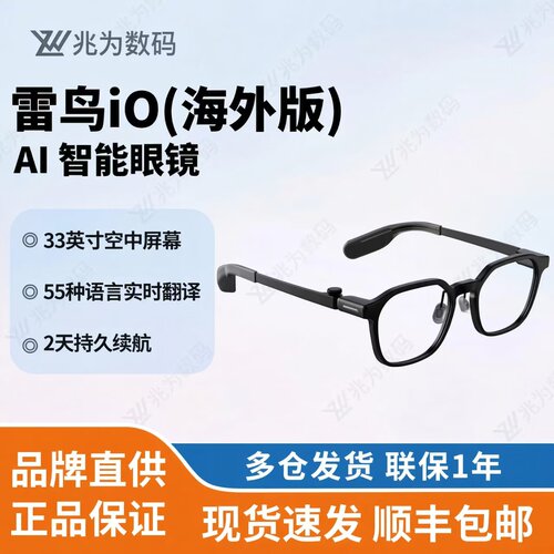 【新品抢定】雷鸟IO智能AI眼镜智能总结双目可视国际版海外可发