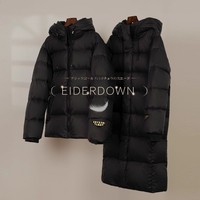 黑金高端羽绒服长款连帽情侣男女2025秋冬新款加厚短款外套潮