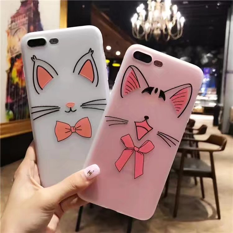 ins网红同款港风磨砂猫咪蝴蝶结oppo R9s手机壳可爱卡通R11外壳潮女R9 plus硅胶套个性创意潮牌情侣