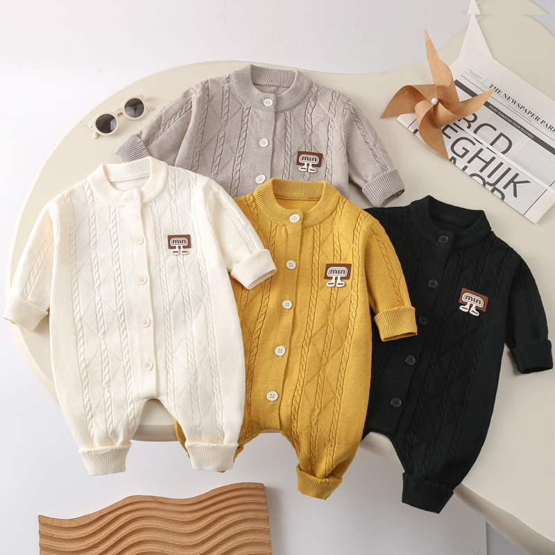 韩版婴儿毛衣针织衫保暖连体衣春秋装男女宝宝哈衣长爬爬服外出服