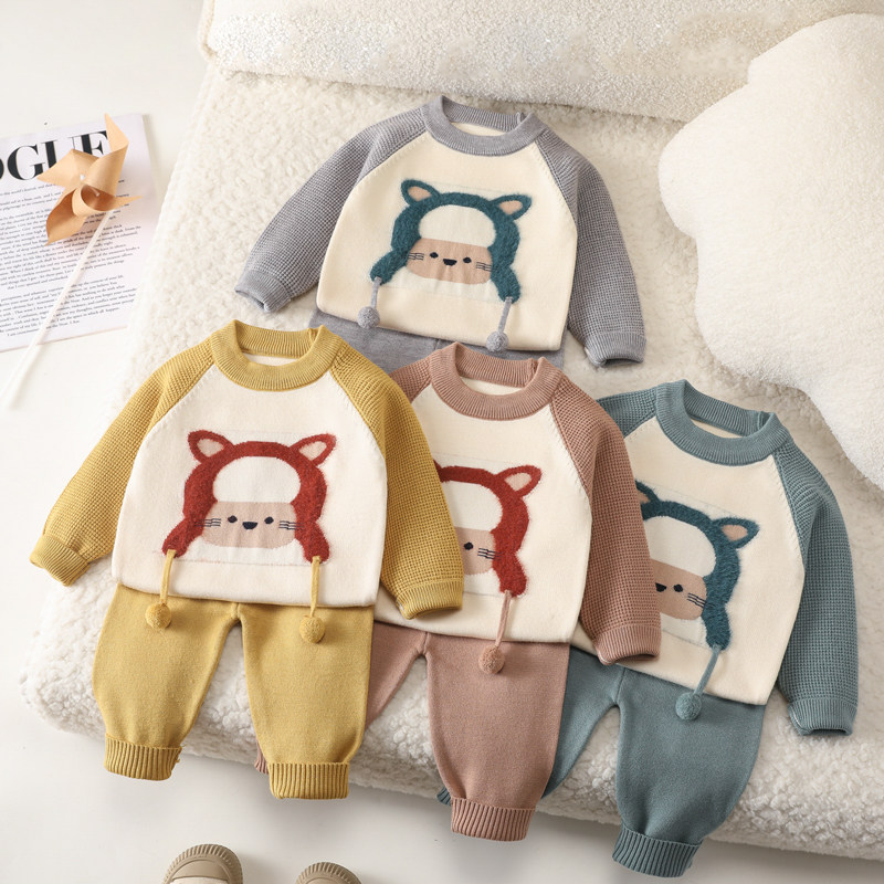 婴儿毛衣套装儿童秋冬男女宝宝针织打底衫长裤两件套外出爬服洋气,童装/婴儿装/亲子装,套装,淘宝优惠券,粉丝福利购,淘宝优惠卷