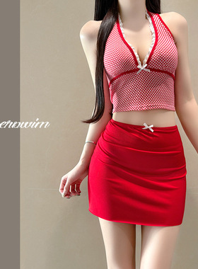 泳衣女款分体三件套法式气质修身显瘦半裙甜美纯欲风度假温泉泳衣