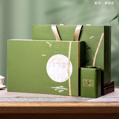 新款绿茶礼盒包装盒空盒半斤一斤装通用龙井茶碧螺春礼盒空盒定制
