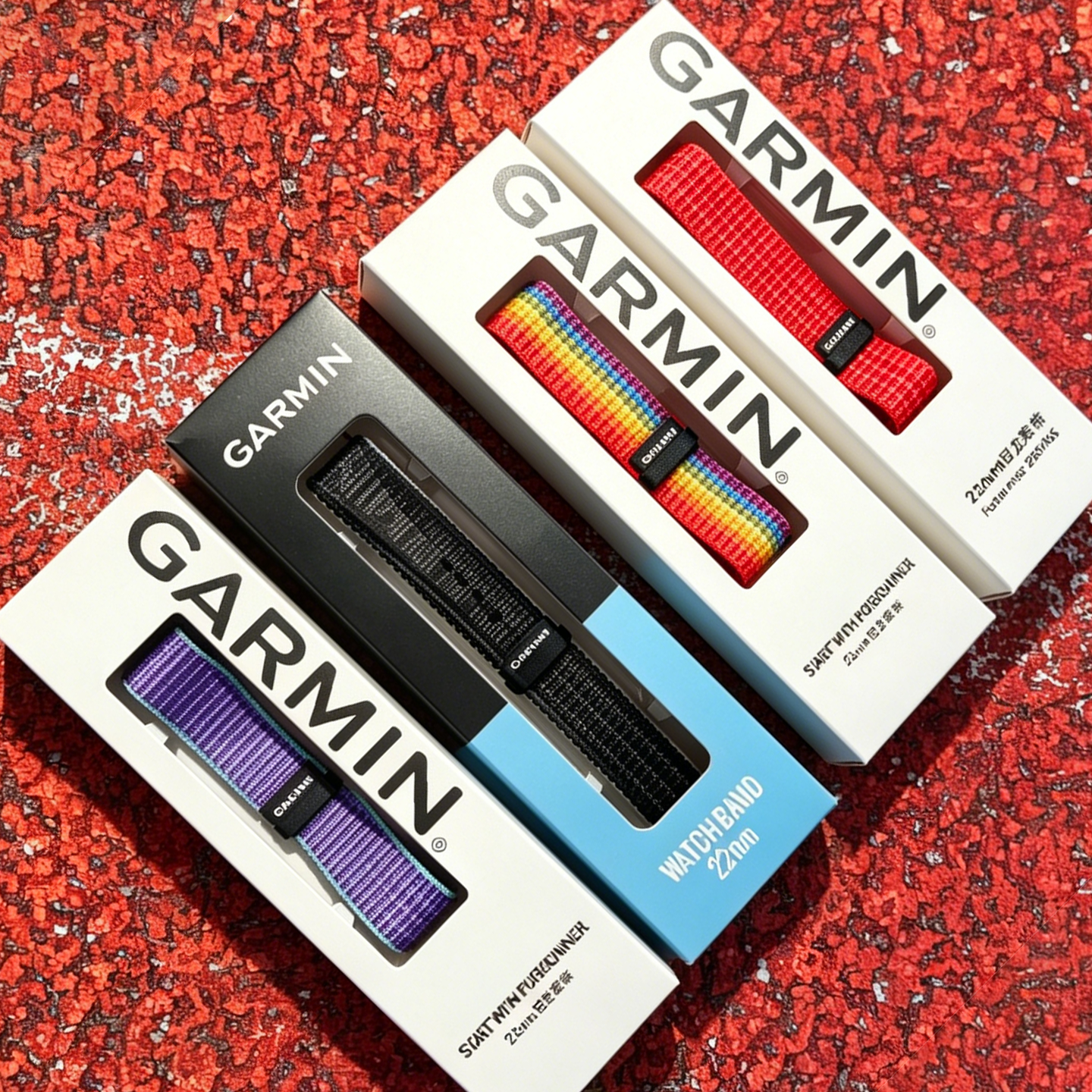 Garmin佳明定制彩虹色疾速红尼龙表带22/18mm适用265/570/venu 4