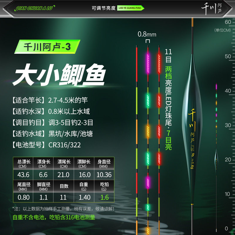 LED咬钩变色电子夜光漂高灵敏漂