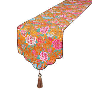 艺必旭新中式桌旗茶几旗桌布禅意茶台布艺长条轻奢茶桌垫布可定制