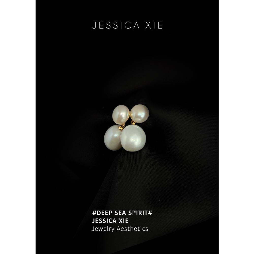 JX I 深海精灵 法式质感高品质简约天然巴洛克珍珠耳环气质银耳饰