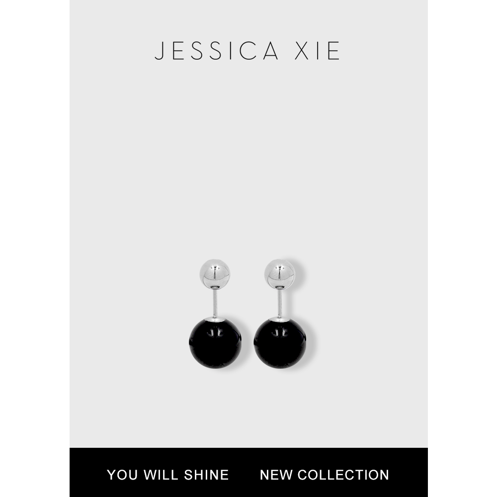 耳饰JXI极简天然黑玛瑙耳钉