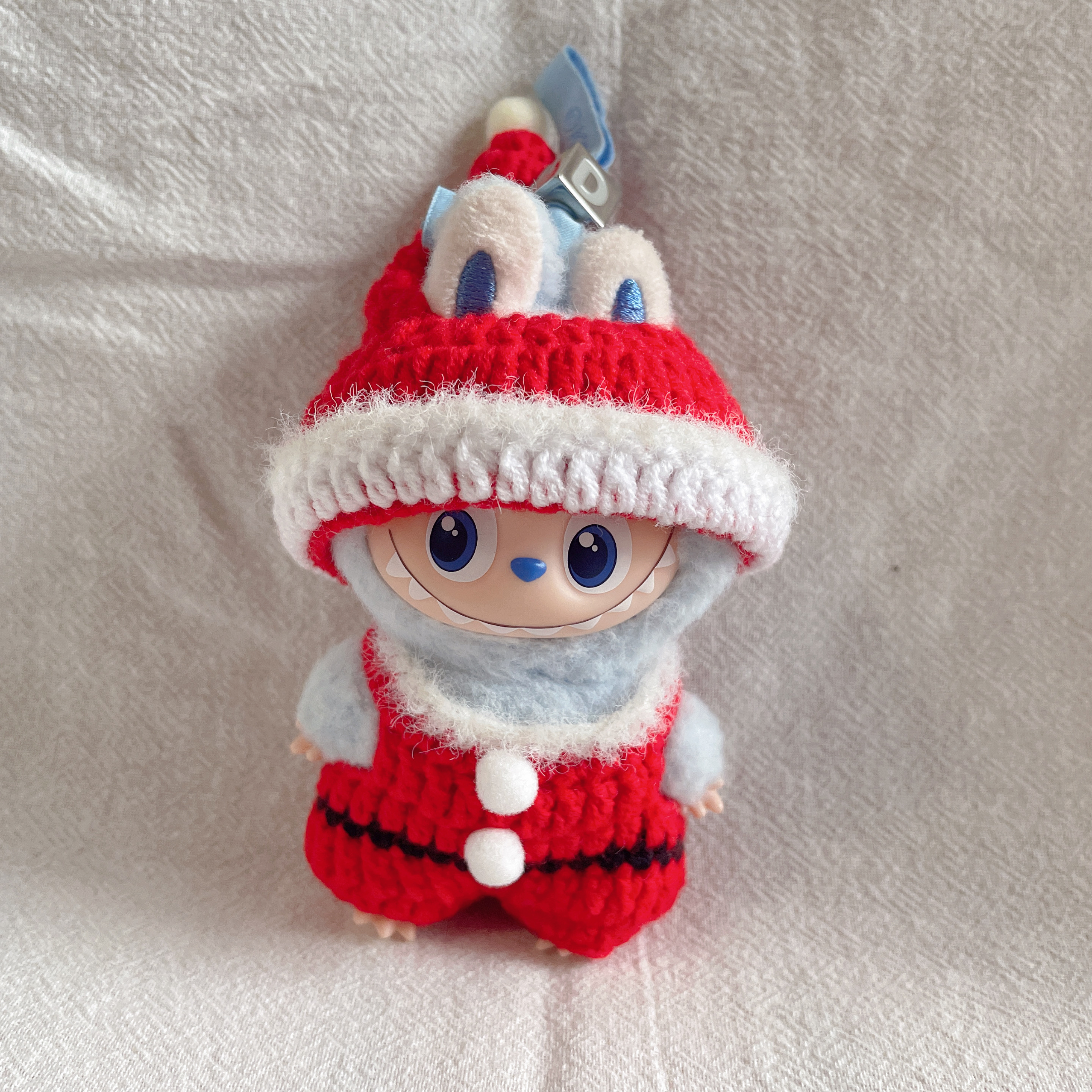 成品手工毛线钩织Labubu心底密码拉布布4.0万圣节圣诞娃衣着替