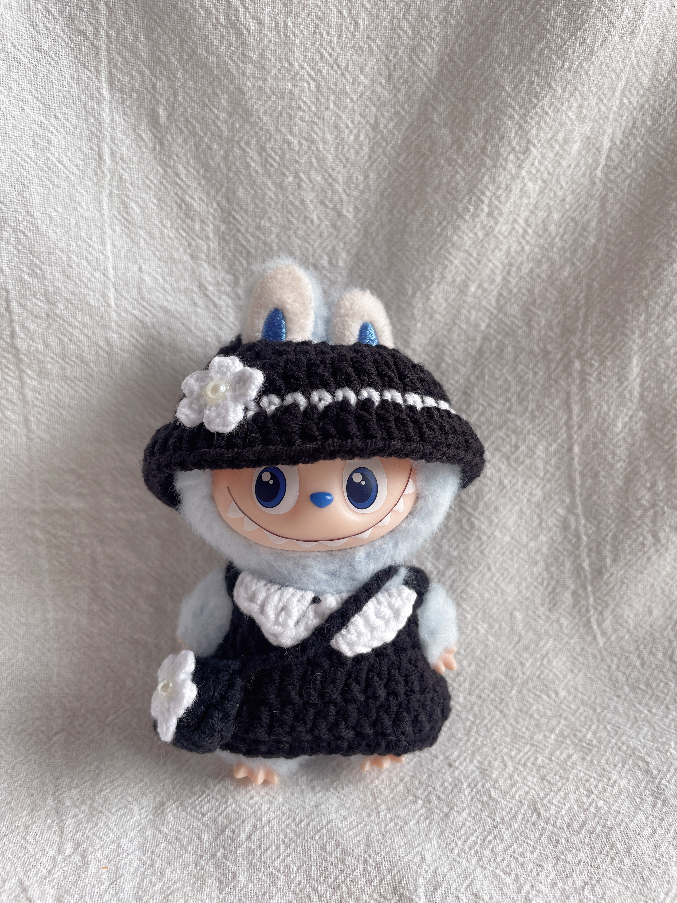 成品手工毛线钩织Labubu拉布布4.0小香风娃衣着替潮玩公仔套装