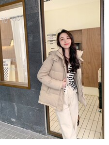 小个子短款羽绒服女2023新款可脱卸帽显瘦加厚白鸭绒羽绒服外套潮