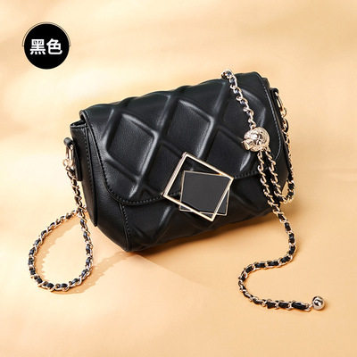 法国专柜ITCFASHONK真皮轻奢新款小包包女菱格百搭气质单肩斜挎包